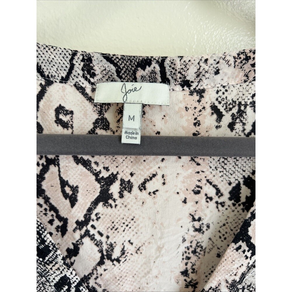 Joie Anthropologie sz M Silk Balsa Tank Top Snakeskin Print Short Sleeve  Grey - Picture 2 of 4